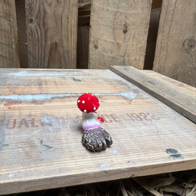 Red Mushroom on stump BOTANICAL BESTIES PLANT COMPANIONS