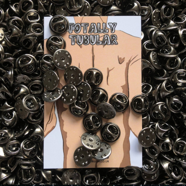 Gun Metal Black coloured metal pin badge backs