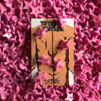 Pink Star shaped rubber pin badge backs