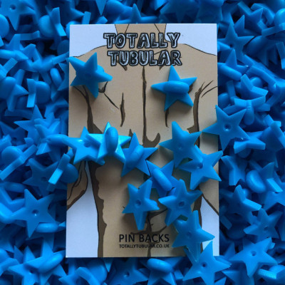 Blue Star shaped rubber pin badge backs