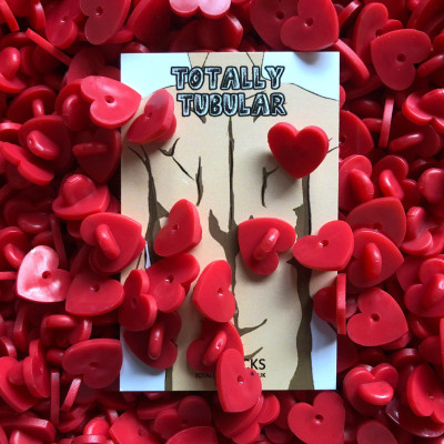 Red Heart shaped rubber pin badge backs