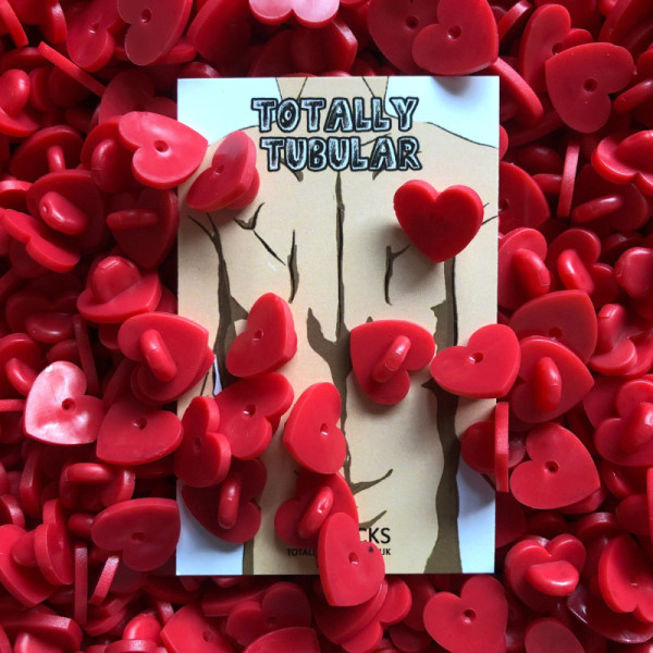 Red Heart shaped rubber pin badge backs