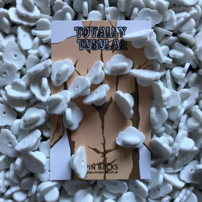 White Cloud shaped rubber pin badge backs
