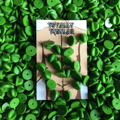 Green round rubber pin badge backs