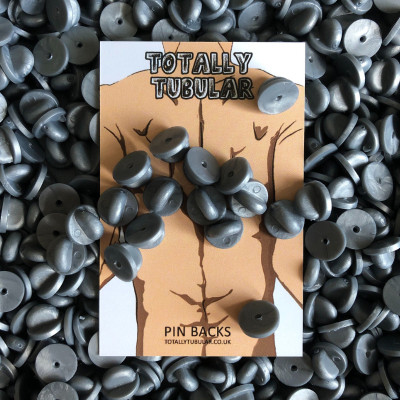 Silver / Grey round rubber pin badge backs