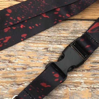 Black Blood Splatter Print Lanyard