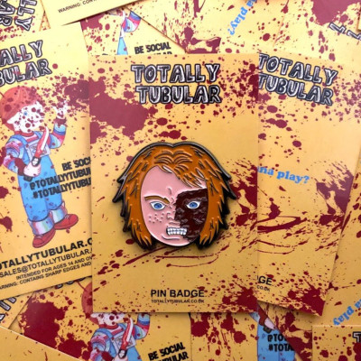 Child's Play Chucky Pizza face enamel pin badge