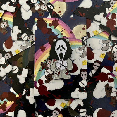 INTENSIVE CARE BEAR wearing Ghostface mask enamel pin badge