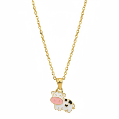 Daisy the Dairy Cow Enamel Pendant with Chain