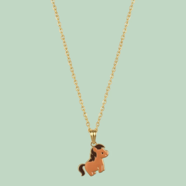 Horse / Pony Enamel Pendant with Chain