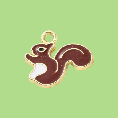 Peanut the Squirrel Enamel Pendant with Chain