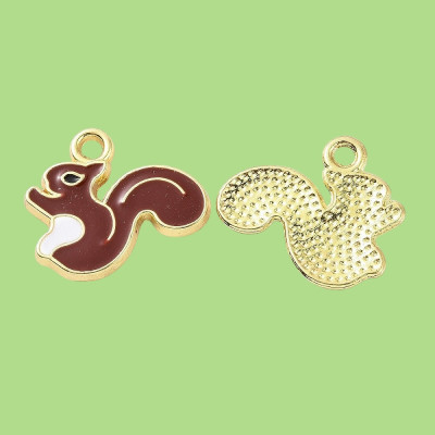 Peanut the Squirrel Enamel Pendant with Chain