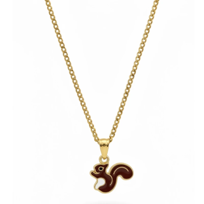 Peanut the Squirrel Enamel Pendant with Chain