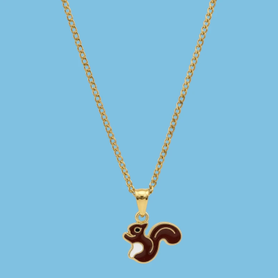 Peanut the Squirrel Enamel Pendant with Chain