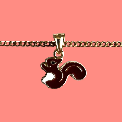 Peanut the Squirrel Enamel Pendant with Chain
