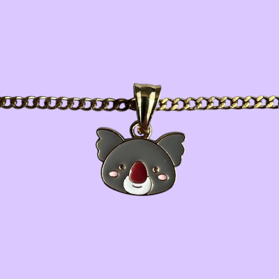 Teddy Koala Enamel Pendant with Chain
