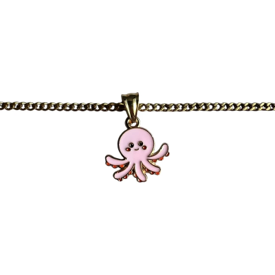 Happy to be here Pink Octopus Enamel Pendant with Chain
