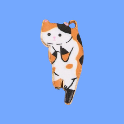 Caught eating humans dinner ginger cat Enamel Pendant with Chain