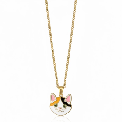 Peter the Cat Enamel Pendant with Chain