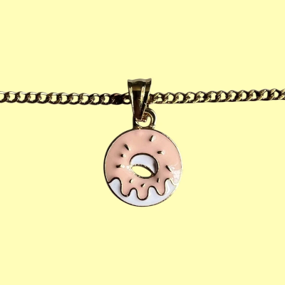 Delicous looking Donut Enamel Pendant with Chain
