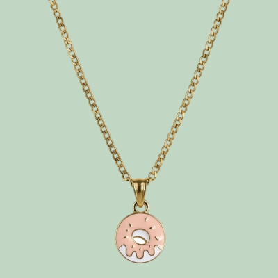 Delicous looking Donut Enamel Pendant with Chain