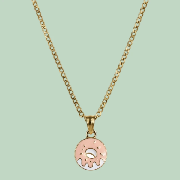 Delicous looking Donut Enamel Pendant with Chain