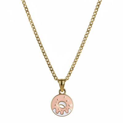 Delicous looking Donut Enamel Pendant with Chain