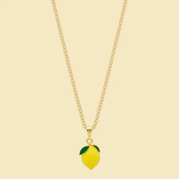 Sour Lemon Enamel Pendant with Chain
