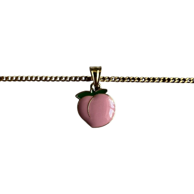 Juicy Peach Enamel Pendant with Chain