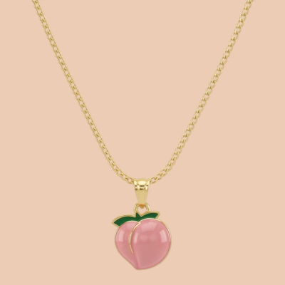 Juicy Peach Enamel Pendant with Chain