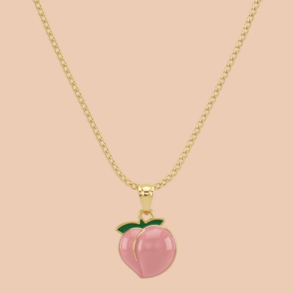 Juicy Peach Enamel Pendant with Chain