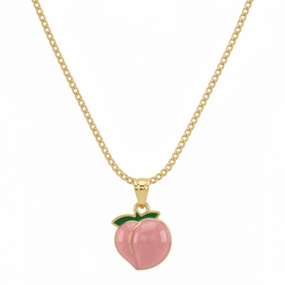 Juicy Peach Enamel Pendant with Chain
