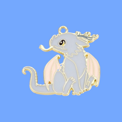 Greg the Grey Dragon Enamel Pendant with Chain