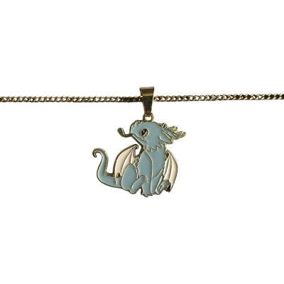 Greg the Grey Dragon Enamel Pendant with Chain