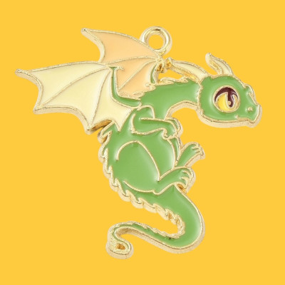 Gary the Green Dragon Enamel Pendant with Chain