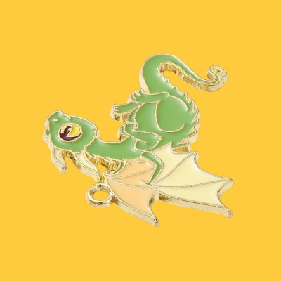 Gary the Green Dragon Enamel Pendant with Chain