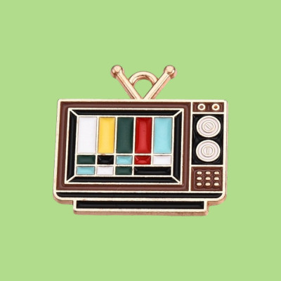 No Signal TV Enamel Pendant with Chain