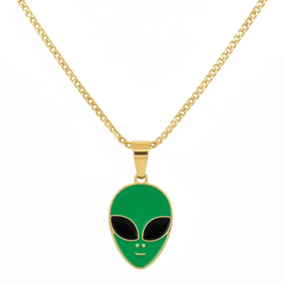 Dom the Alien Enamel Pendant with Chain