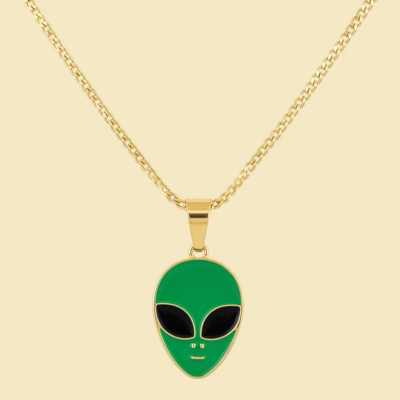 Dom the Alien Enamel Pendant with Chain
