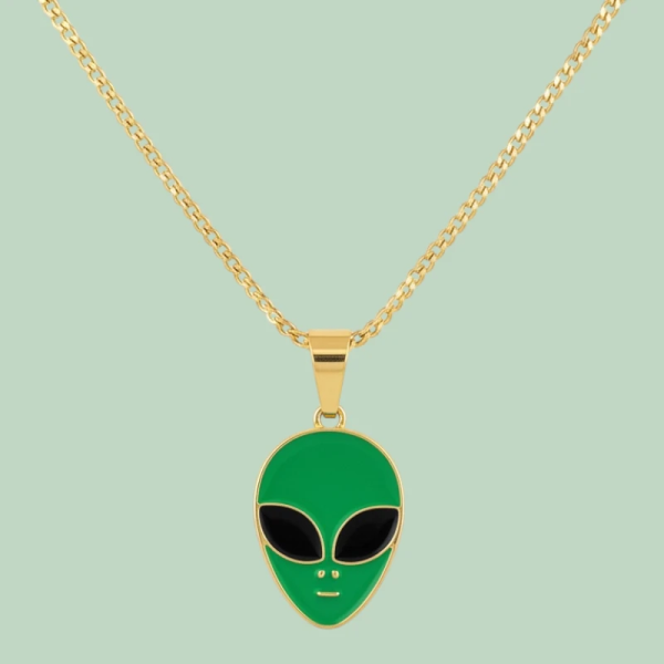 Dom the Alien Enamel Pendant with Chain