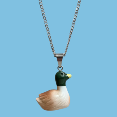 Mallard Duck Resin Pendant with Chain
