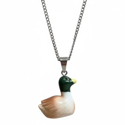 Mallard Duck Resin Pendant with Chain