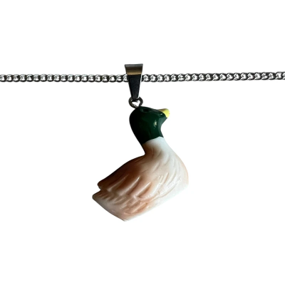 Mallard Duck Resin Pendant with Chain