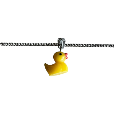 Rubber Yellow Duck Resin Pendant with Chain