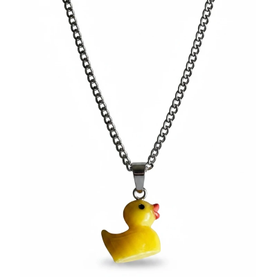 Rubber Yellow Duck Resin Pendant with Chain