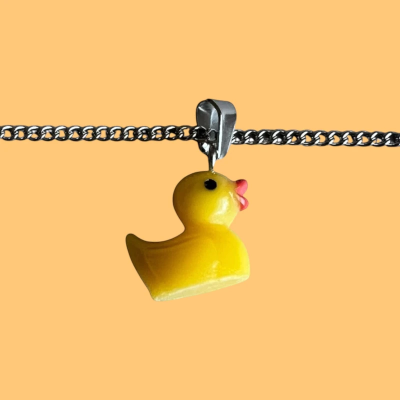 Rubber Yellow Duck Resin Pendant with Chain