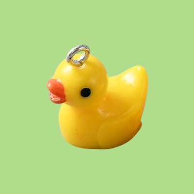 Rubber Yellow Duck Resin Pendant with Chain
