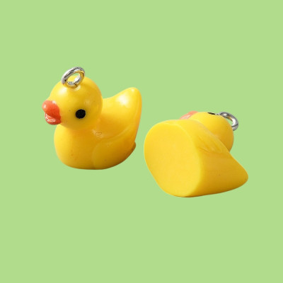 Rubber Yellow Duck Resin Pendant with Chain