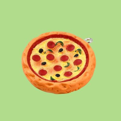 Pepperoni Pizza Resin Pendant with Chain