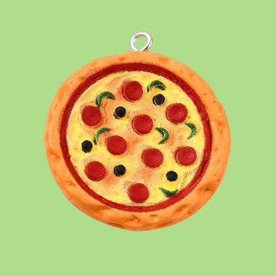 Pepperoni Pizza Resin Pendant with Chain